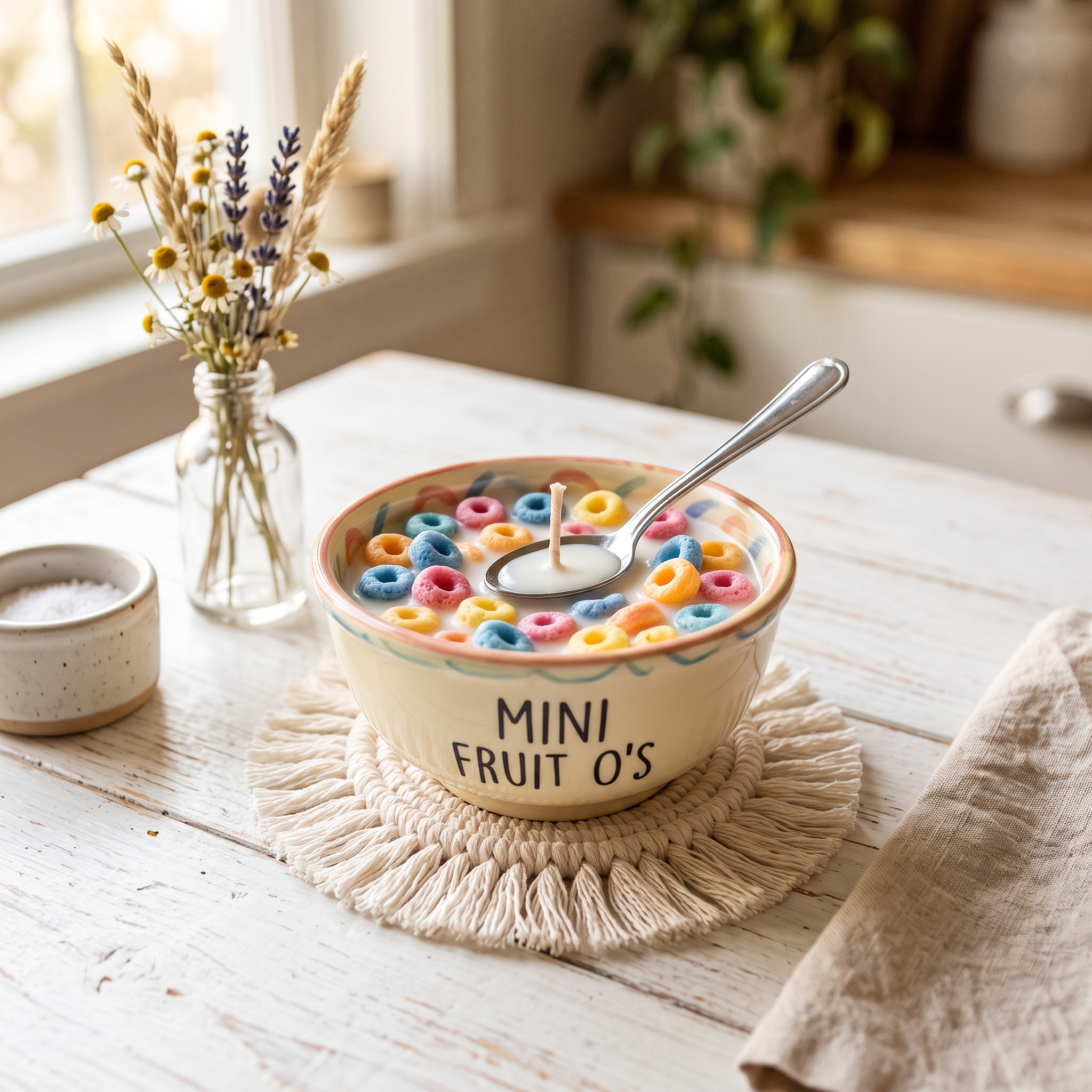 A real Etsy-listing-style photo of a sculptural novelty candle shaped like a fun everyday object, styled as a playful centerpiece.