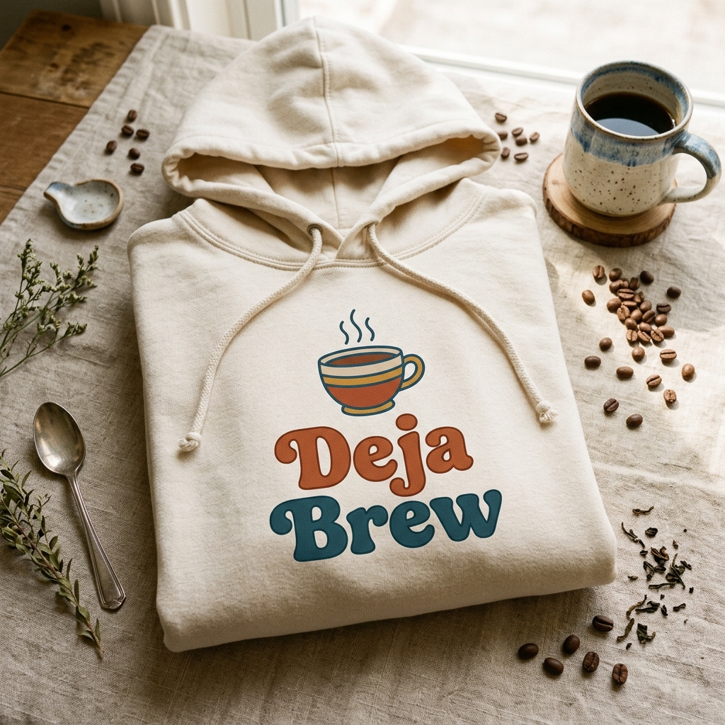 A real Etsy-listing-style example of a pun hoodie: a simple object illustration with wordplay embroidered on the chest.