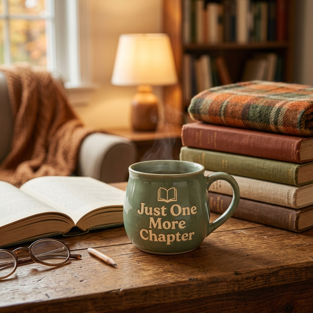 An Etsy-listing-style photo of a mug with a full-color fandom design — the kind of printed wrap that out-pulls an engraved name.
