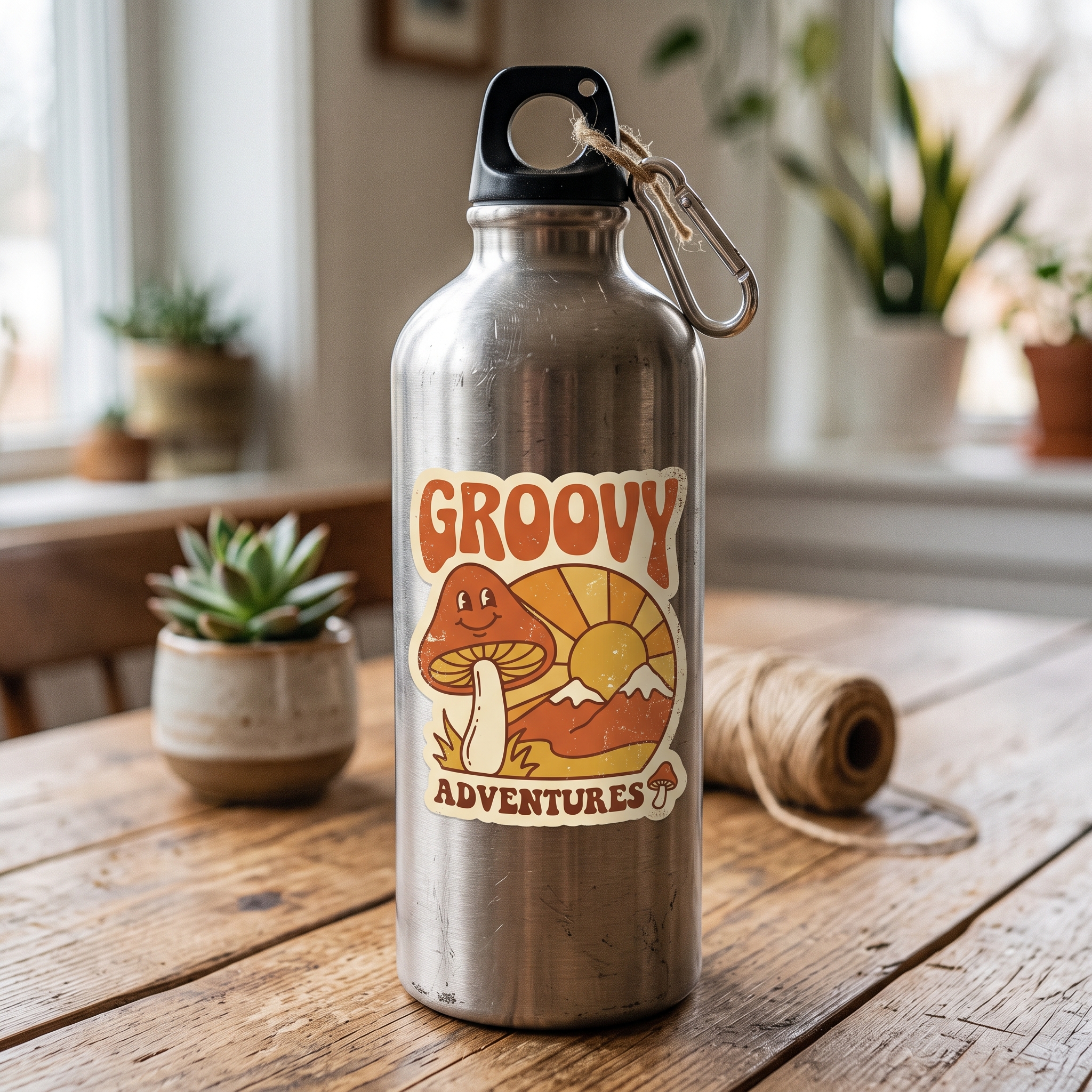 An Etsy-listing-style photo of an original illustrated retro sticker — the kind of drawn design that out-pulls a photographic one.