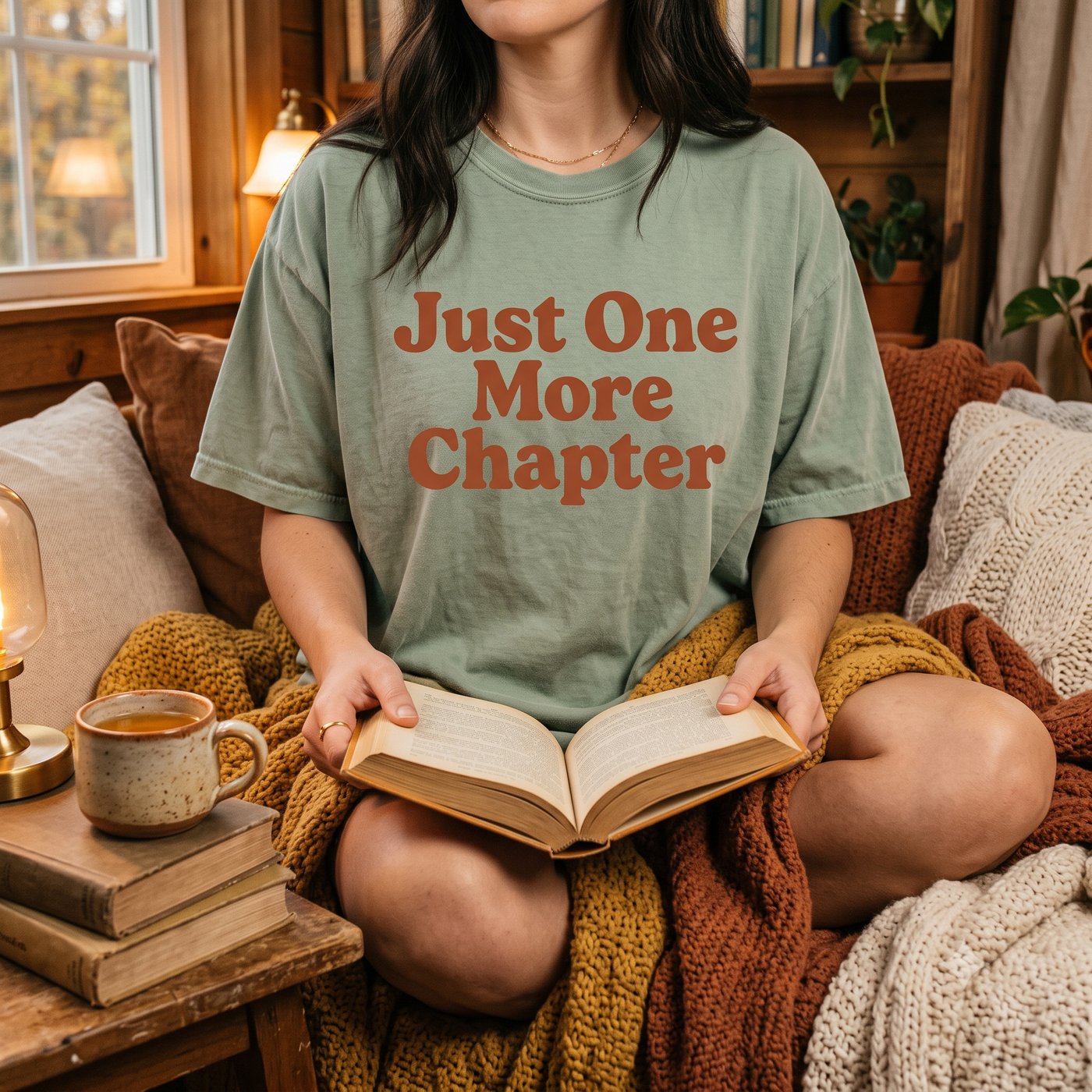 A real Etsy-listing-style example of a fandom or hobby-energy t-shirt: an in-group line for a community like readers or gardeners.
