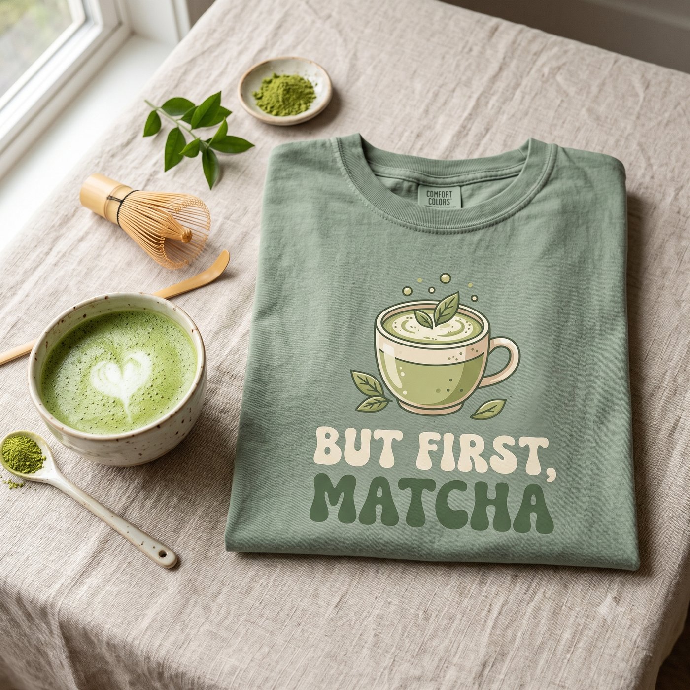 A real Etsy-listing-style example of a food and drink t-shirt: a cozy illustrated drink with a short caption.